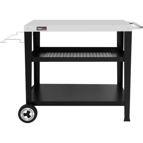 Royal Gourmet – Chariot à plancha avec 3 étagères – Plan de travail en acier inoxydable 85x50cm – 2 roues flexibles – Support de sac à ordures détachable