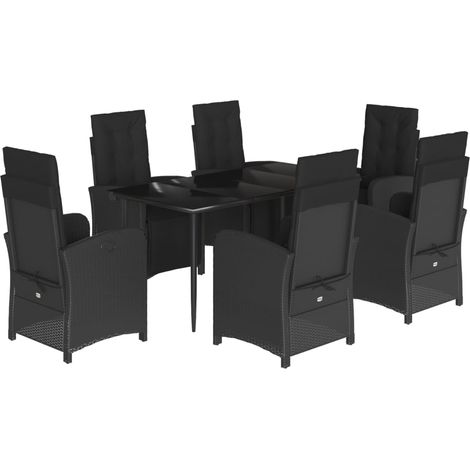 vidaXL Set da Pranzo da Giardino 7 pz Nero con Cuscini in Polyrattan (1/5)