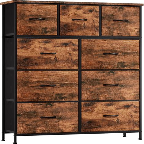 Commode de Rangement pour Chambre à 9 tiroirs en Tissu, Marron (1/5)