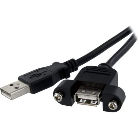 StarTech.com Cable de 91cm USB 2.0 para Montar Empotrar en Panel - Extensor Macho a Hembra USB A - Negro (1/5)