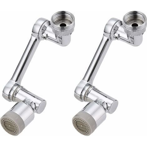 Lot de 2 rallonges de robinet rotatives à 1080 degrés, rotation à 1080 degrés, filtre anti-éclaboussures universel pour cuisine, salle de bain, rallonge de robinet double mode Chromée-Chrom (1/5)