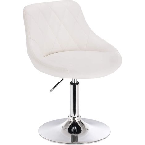 Woltu – Tabouret de bar réglable en hauteur et pivotant – Similicuir blanc – Structure métallique – Hauteur d'assise 42-58cm – Capacité 100kg (1/4)