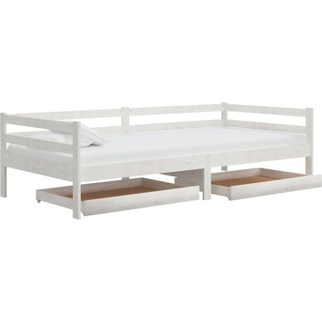 Maison Exclusive - Divano Letto con Cassetti 90x200 cm Bianco in Massello di Pino