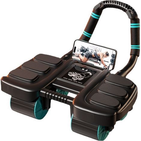 2024 New Four Wheel Abdominal Wheel - Black - Four Wheel Six Elbow Support Style Comes with Kneeling Mat (1/3)