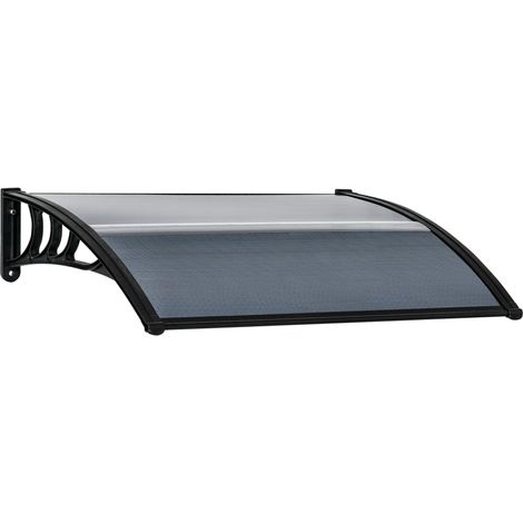 Auvent de porte d'entrée 100 x 75 cm, adossé en aluminium et polycarbonate, avec protection UV, idéal pour balcon ou porte d'entrée. Protection solaire et contre la pluie. Couleur : noir.
