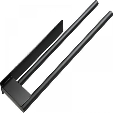 Porte-serviettes double couche en acier inoxydable sans perçage, auto-adhésif, porte-serviettes double bras pour invités, porte-serviettes mural, convient aux salles de bains et aux cuisines, noir.