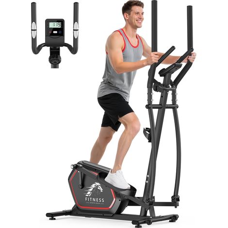 Rattantree - Vélo elliptique - Volant d'inertie 10 kg - Résistance magnétique 16 niveaux - avec écran LCD - Charge max 150 kg - capteur pouls - support pour téléphone - 90x51x162 cm