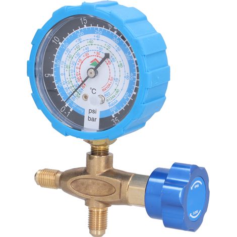Manomètre de diagnostic frigorifique 1 voie, jauge collective pour climatisation R410A R22 R134a R404A, manomètre de recharge avec tuyau flexible. (1/5)