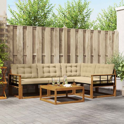 vidaXL Ensemble de canapés d'extérieur 5 pcs Naturel et Beige