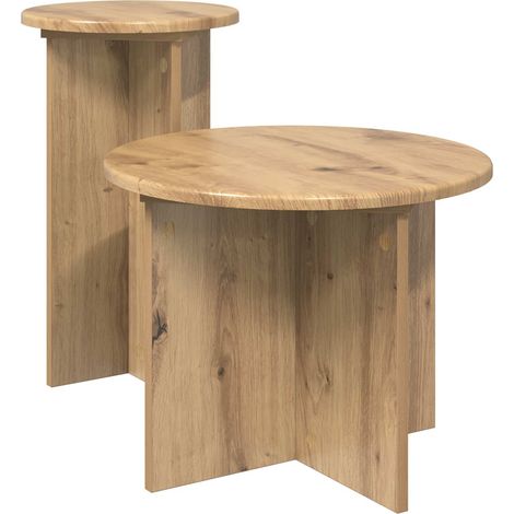 vidaXL  Side Table Set  with Storage 2 pcs Artisan Oak Engineered Wood