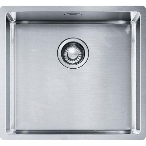 Franke – Évier en inox 1 bac 49x45 cm – Montage sous plan – Siphon compact 6/4“ avec prise pour lave-vaisselle – Trop-plein caché
