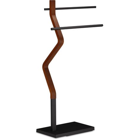 Portasciugamani da terra moderno con 2 barre 50 x 30 x 90 cm design pulito bagno in metallo nero 130008540