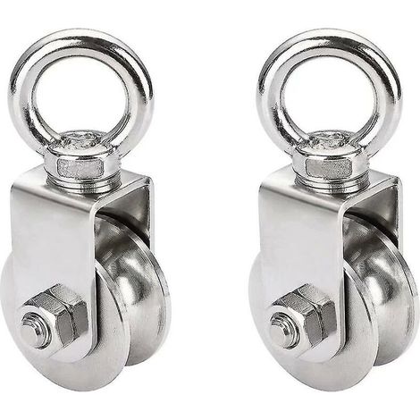 Poulie de 2 pièces 48mm avec roulement à billes, charge de poulie de levage 500 Kg, poulie de câble en acier inoxydable pour corde de Fitness2 pièces, 48mm (1/4)