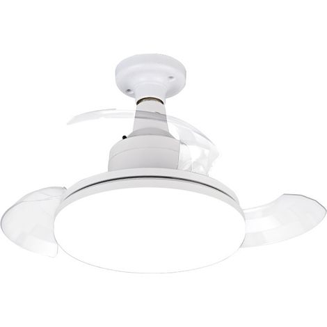Ventilatore da soffitto con attacco E27, luci LED, ventilatore invisibile con luce, 3 colori dimmerabili, 3 velocità, per camere da letto