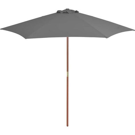 Parasol d'extérieur avec mât en bois 270 cm anthracite - Parasol de jardin protection UV terrasse extérieur ombrage (1/5)