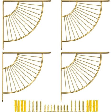 Lot de 4 petits supports décoratifs en laiton pour étagères flottantes, dorés, 20 cm, pour décoration murale (1/4)