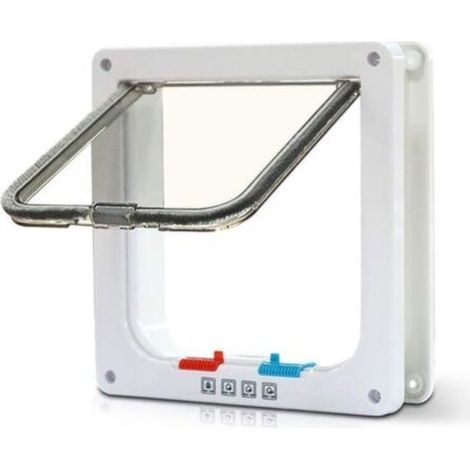 Chatière à 4 Positions Chatière pour Chat avec Tunnel Cache Découpe Chatière Chien Porte de Chat avec Serrure Chatières pour Petit Animaux Cat Mate Verrouillable Facile à Installer