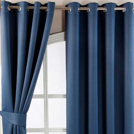 HOMESCAPES Verdunkelungsvorhang Ösen Chevron blau 2 Stück 182 x 117 cm (1/5)
