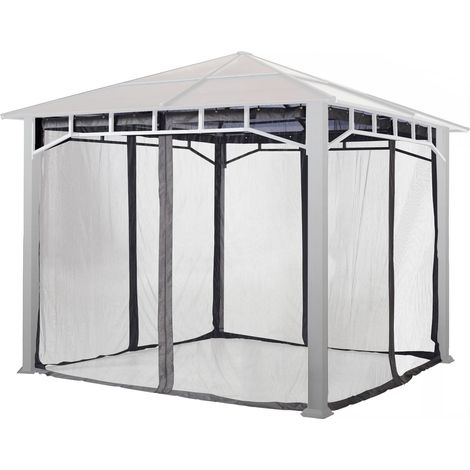 TOOLPORT Moskitonetz für Gartenpavillon Sunset Deluxe 3x3 m - Polyester - Insektengitter mit Reißverschluss - grau (1/5)