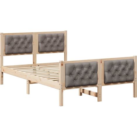 Estructura de cama Taupé 135 x 190 cm Madera de pino macizo vidaXL