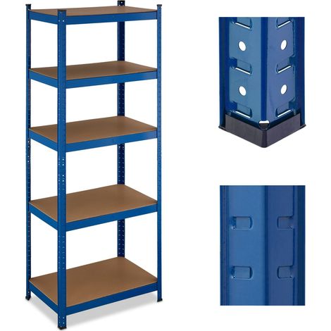 Scaffale portaoggetti multiuso 90 x 40 x 180 cm con 5 livelli per carichi pesanti adattabile in acciaio blu 130014777