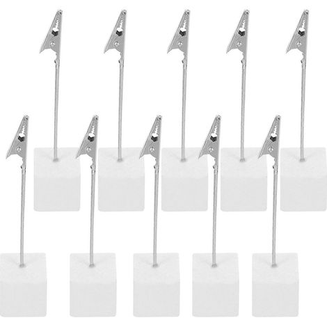 Lot de 10 porte-noms rustiques pour table de restaurant, porte-photos en métal, porte-mémos, porte-photos, porte-mémos à pince-11.70X2.40X2.40CM-Silver
