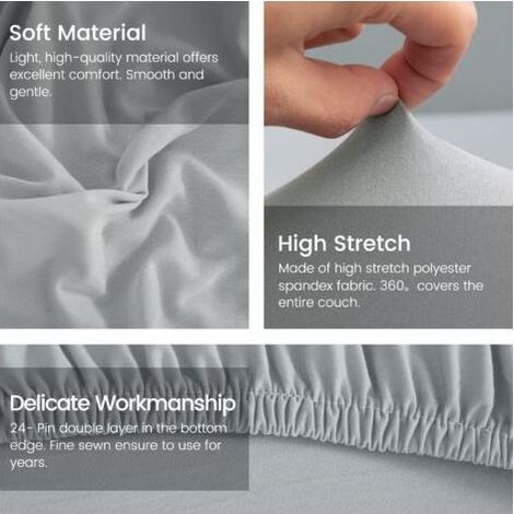 Lot de 2 Housse de Canapé Extensible 2 Places Housse de Canapé d'angle en Forme de L pour Canapé de Angle, Protection Canapé d'angle, Gris Clair