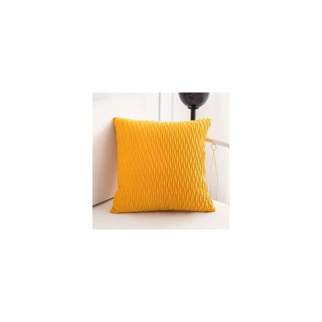 Housses de coussin en velours 50x50 cm, lot de 2, jaune uni, décoratives pour salon, chambre, canapé.