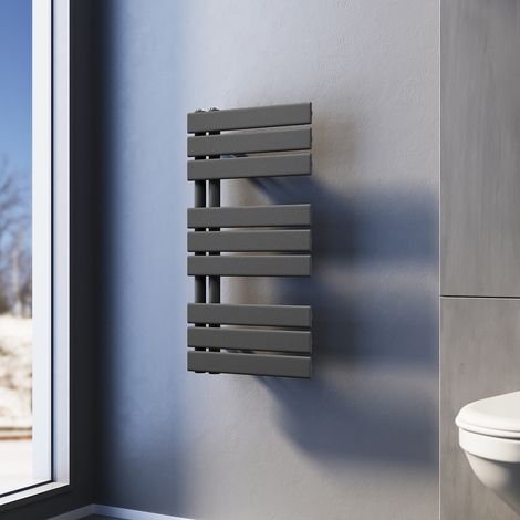 SONNI Radiadores Toalleros de Agua Radiador de Baño Conexiones Laterales Toallero de Paneles 762x400mm Antracite 570W
