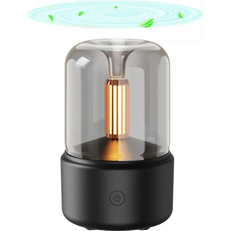Diffuseur d'arômes style bougie, humidificateur USB rétro, capacité 120 ml, veilleuse blanc chaud, nébuliseur silencieux, humidificateur d'air pour le bureau et la maison (1/5)