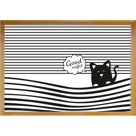Tableau cadre bois clair Bande drôle bonne nuit - Noir cadre Bois clair (1/3)