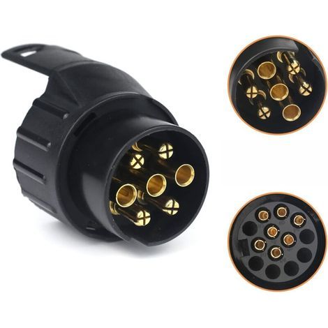 Adaptateur 7 vers 13 broches pour remorque – Connecteur attelage 12V/24V – ABS et cuivre – Compatible remorques standard européennes (1/5)