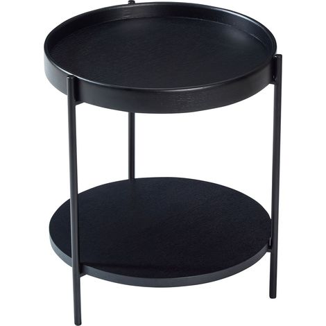 CAIziTable basse ronde à double plateau, 44 x 44 x 48 cm, noire (1/5)