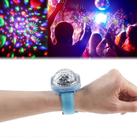 Soundaktivierte LED-Diskokugel-Leuchtuhr, wiederaufladbares Leuchtarmband für Schlafzimmer, Auto, Geburtstags- und Hochzeitsdekorationen (blau)