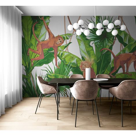 Papier Peint Animaux - Singes dans la Jungle - 150 x 250 cm (1/2)