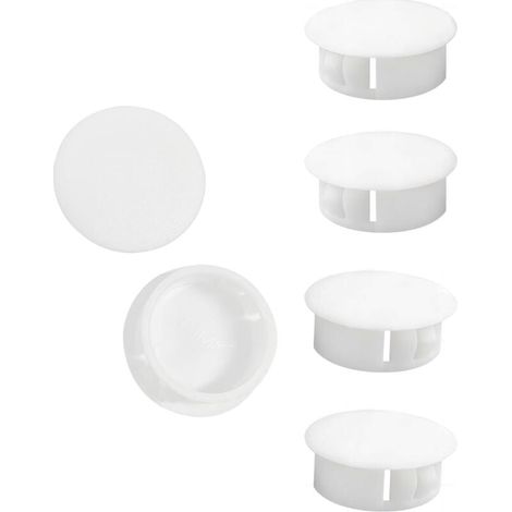 10 Pièces 25mm Bouchons en Plastique Rond, Cache Trou Meuble, Blanc, Bouchon de Trou de Percage pour Verrouillage Trou Meubles (1/4)