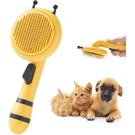 Hunde- und Katzenbürste, Massagekamm zur effektiven Entfernung von abgestorbenen und losen Haaren, Ein-Knopf-Bedienung, für Haustiere mit Fell (1/4)