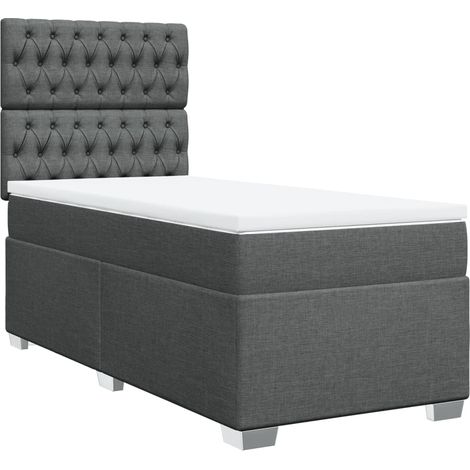 Maison Exclusive - Cama box spring con colchón tela gris oscuro 8 (1/5)
