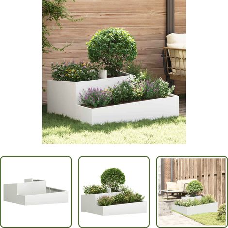 Pot en métal -  Cache-pot de jardin Blanc 100 x 100 x 50 cm (1/5)