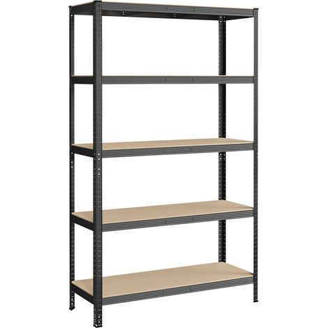 Estantería de acero resistente de 5 niveles para almacenamiento montaje sin herramientas para garaje para cajas de herramientas capacidad de 875 kg 60 x 120 x 200 cm gris 120005573