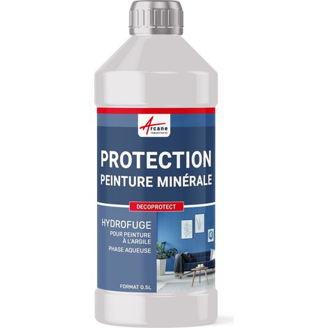 Arcane Industries – Protection hydrofuge peinture minérale 0.5 L – Pour revêtements à base d'argile – Séchage rapide – Application en deux couches