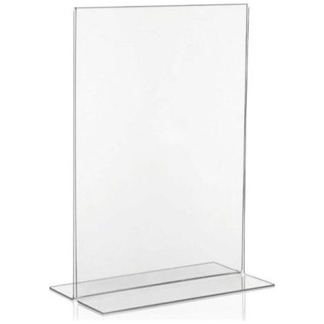 BUNTHAUS Porte Document A4 en Acrylique – Présentoir de comptoir en T double face, chargement par le bas, base extra large. Idéal pour menus, cadres photo, bureaux, écoles, salles de classe (A4 – Lot (1/3)