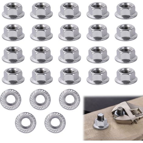 25pcs Écrous à Embase Crantée en Acier Inoxydable Écrou Hexagonal (1/5)
