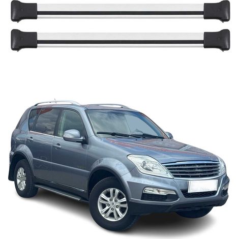 OMAC Aluminium Dachträger Querträger für SsangYong Rexton I 2001-2017 – Max. 75 kg – 2 Stangen Silber (1/5)