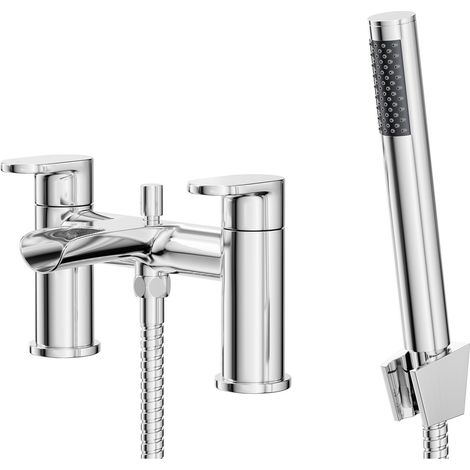 Wholesale Domestic Stream Polished Chrome Waterfall Bath Shower Mixer Tap with Shower Kit (1/5)
