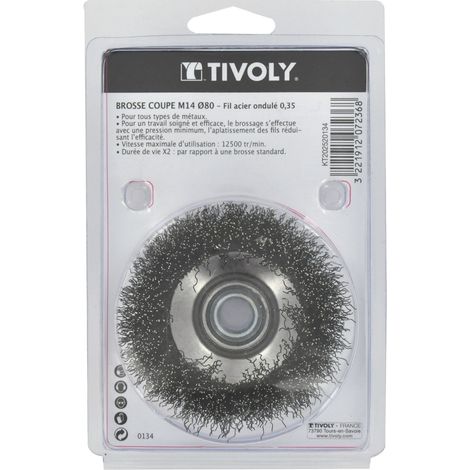Tivoly • Spazzola a tazza Ø80mm M14 per smerigliatrice per spelatura metalli Technic in acciaio ondulato