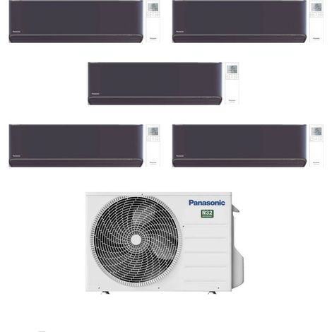 Panasonic Climatizzatore Penta Split Etherea Dark 9+9+9+9+12 con CU-5Z90TBE Inverter R-32 Wi-Fi Classe A++