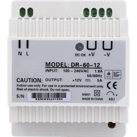 DR-60-12 Power Supply, High Precision, Single Output, PWM, DIN Rail 60W (1/5)