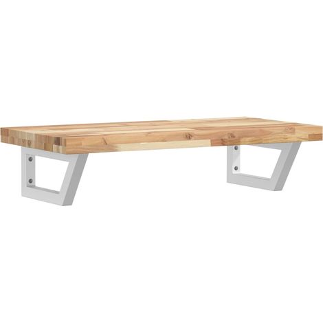 Basin Shelf Wall Mounted Steel and Solid Wood Acacia vidaXL