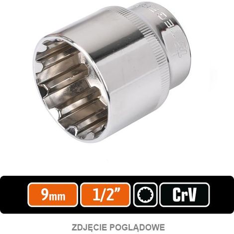 Llave de vaso de 1/2" estriada de 9 mm / entero (1/2)